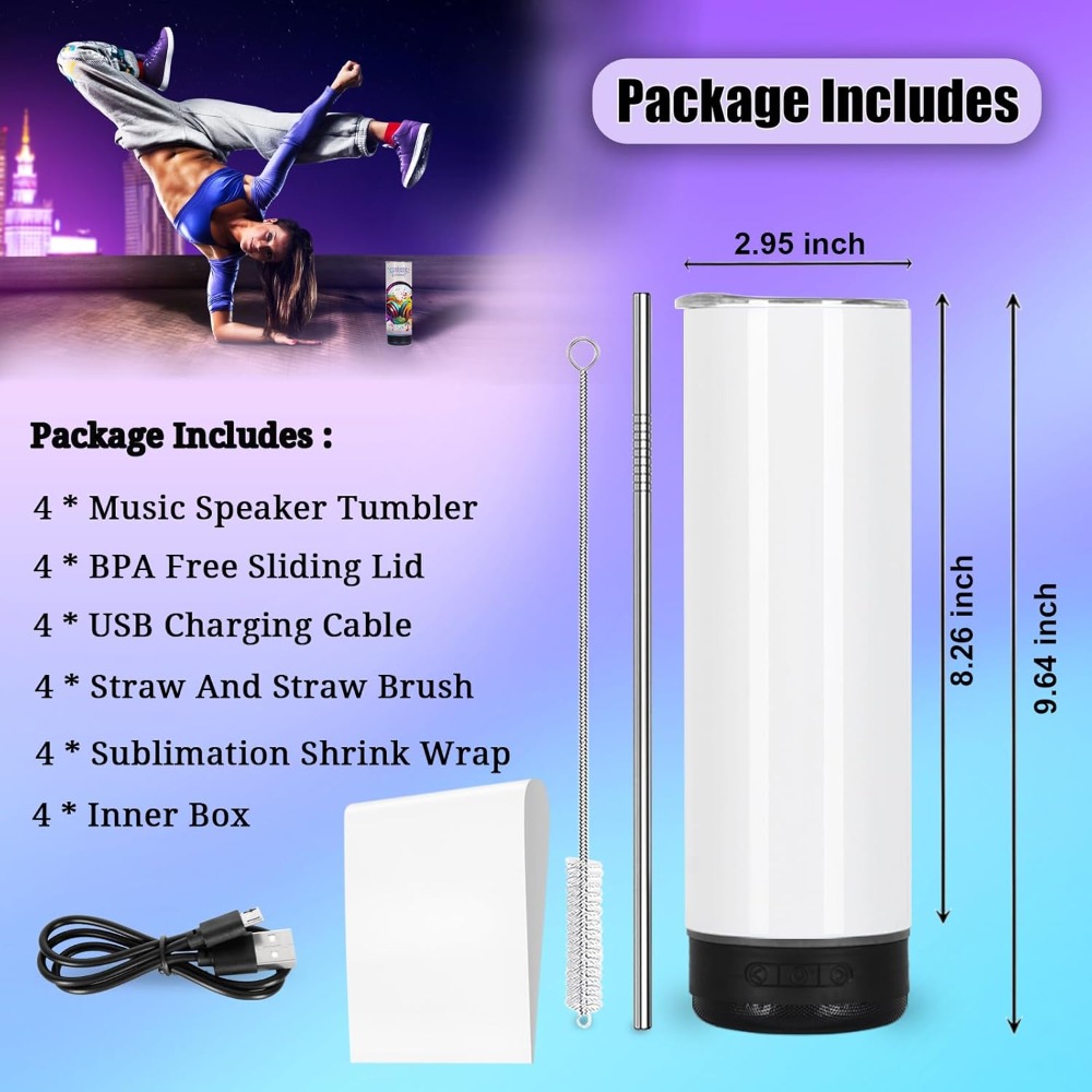 4 Pack 20 Oz Music Speaker Tum - Sublimation Mug Blank recension och pris